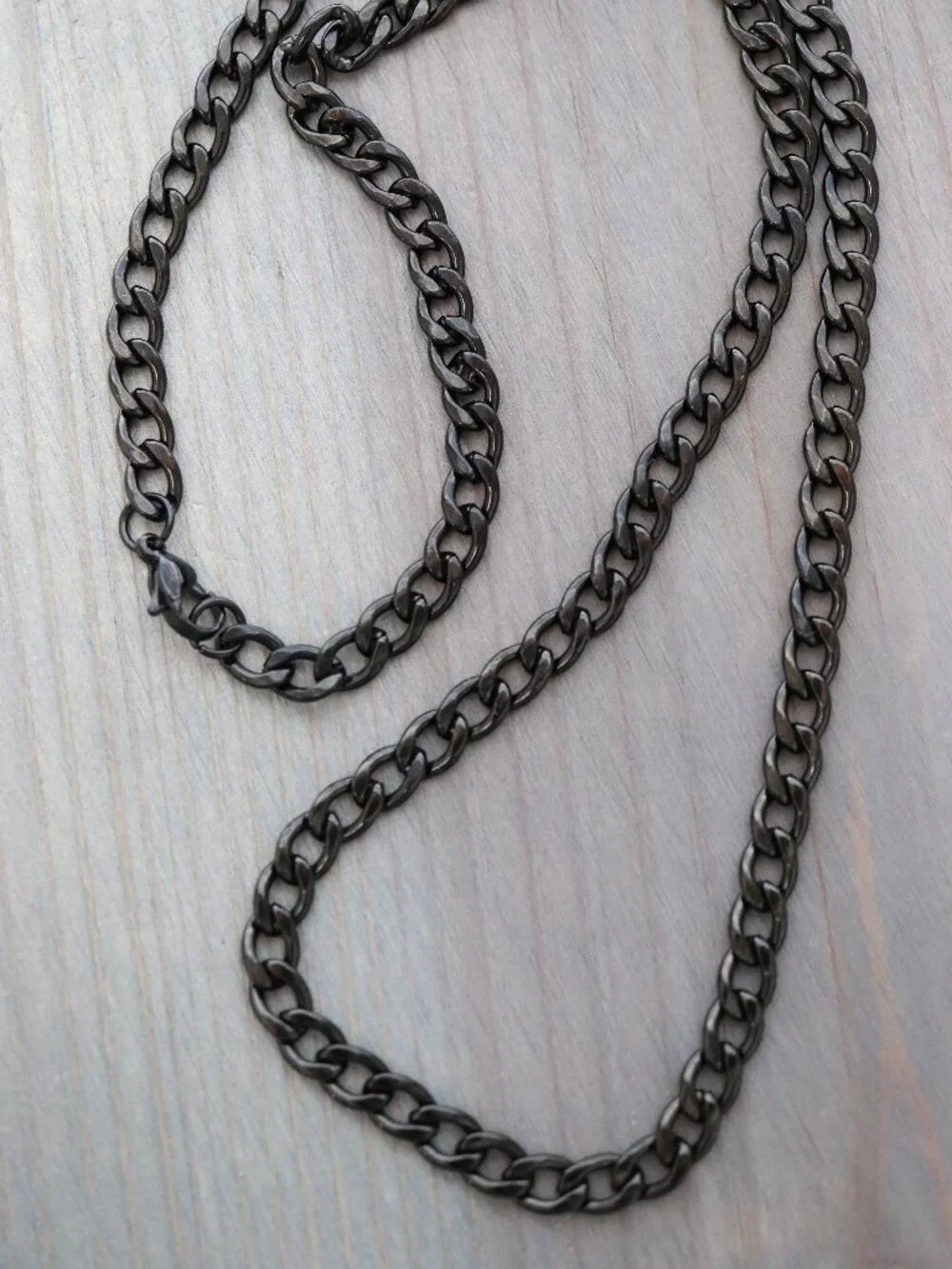 6mm Cuban Chain Necklace Black Stainless Steel